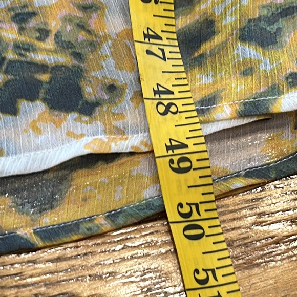 KLd yellow and gray tie dye print wrap front maxi dress. Split front, size Small - Picture 11 of 12